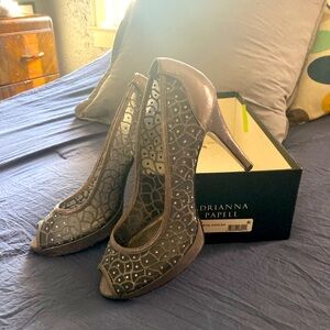 Silver and grey heels w mini rhinestones